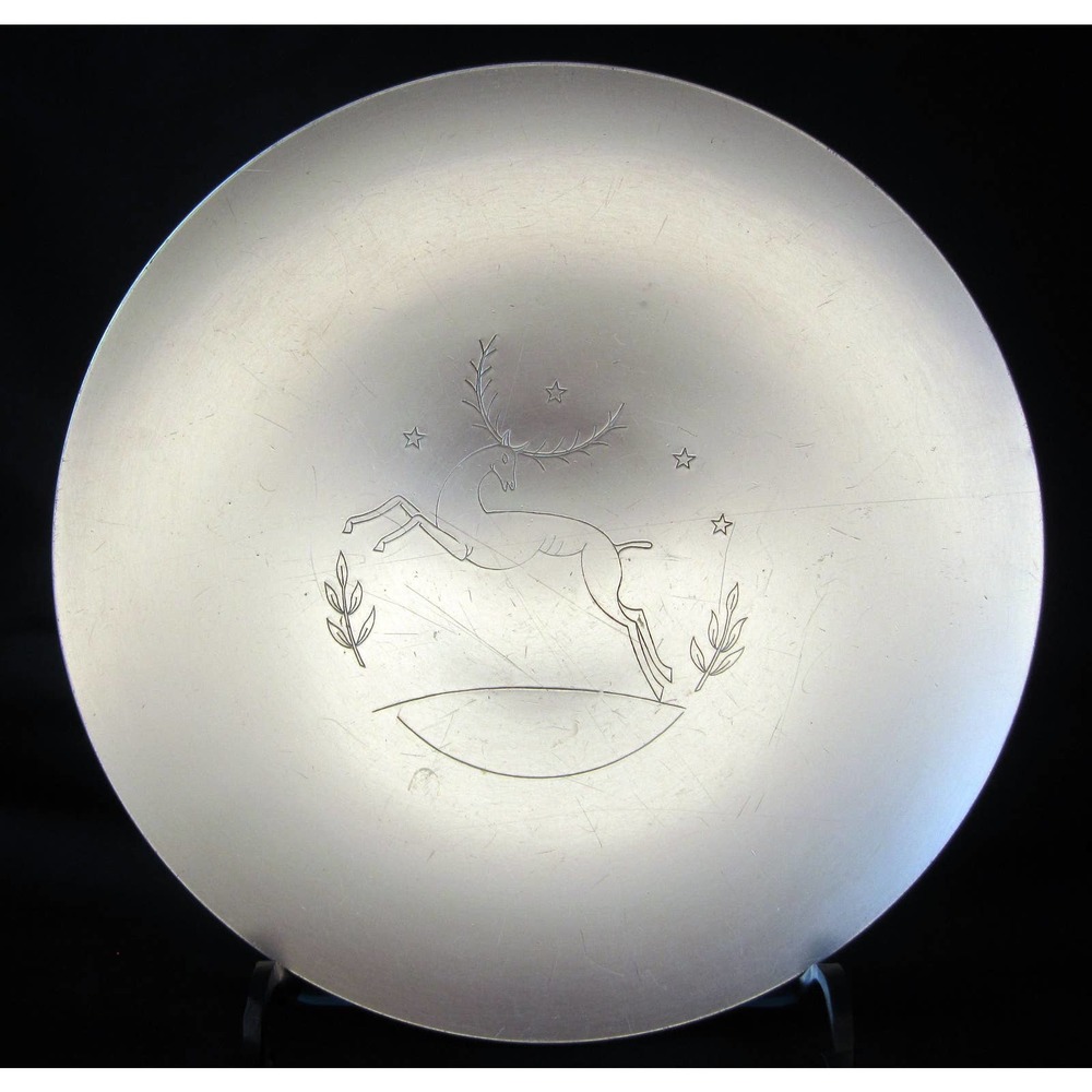 Sweet Art Deco "Winter Stag" canape tray by Lurelle Guild for Kensington